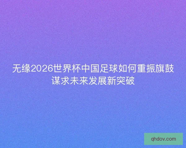 无缘2026世界杯中国足球如何重振旗鼓谋求未来发展新突破 无缘2026世界杯中国足球如何重振旗鼓谋求未来发展新突破